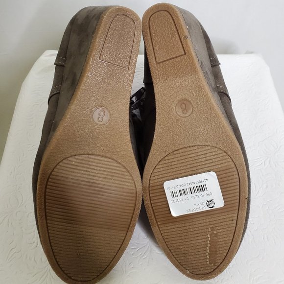 Gray Suede Wedge Booties - Picture 8 of 8